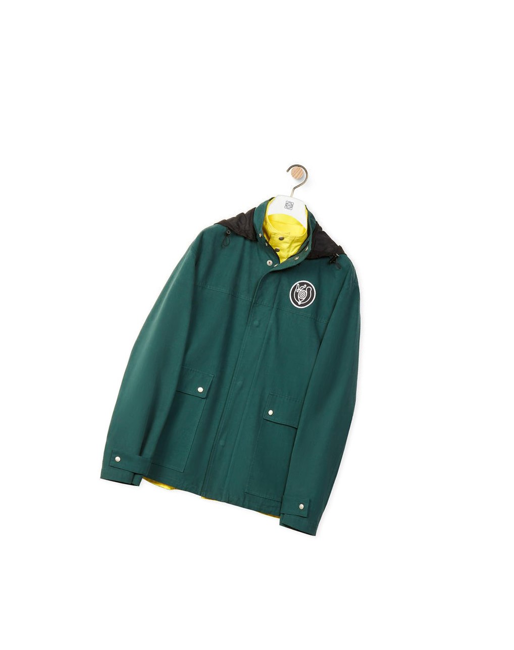Loewe Double layer parka in cotton Azules Amarillos | FGORA-0583