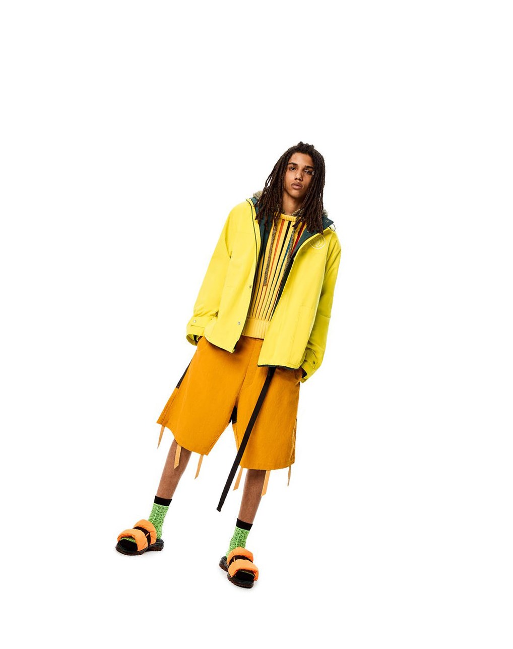 Loewe Double layer parka in cotton Azules Amarillos | FGORA-0583