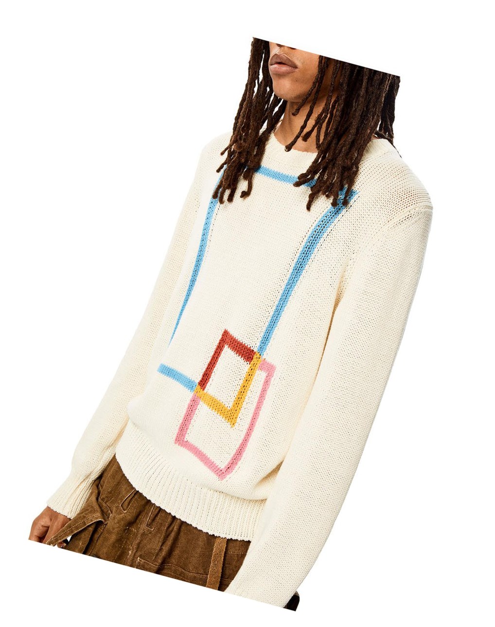 Loewe Double square sweater in organic cotton Blancos Multicolor | STVFM-7601