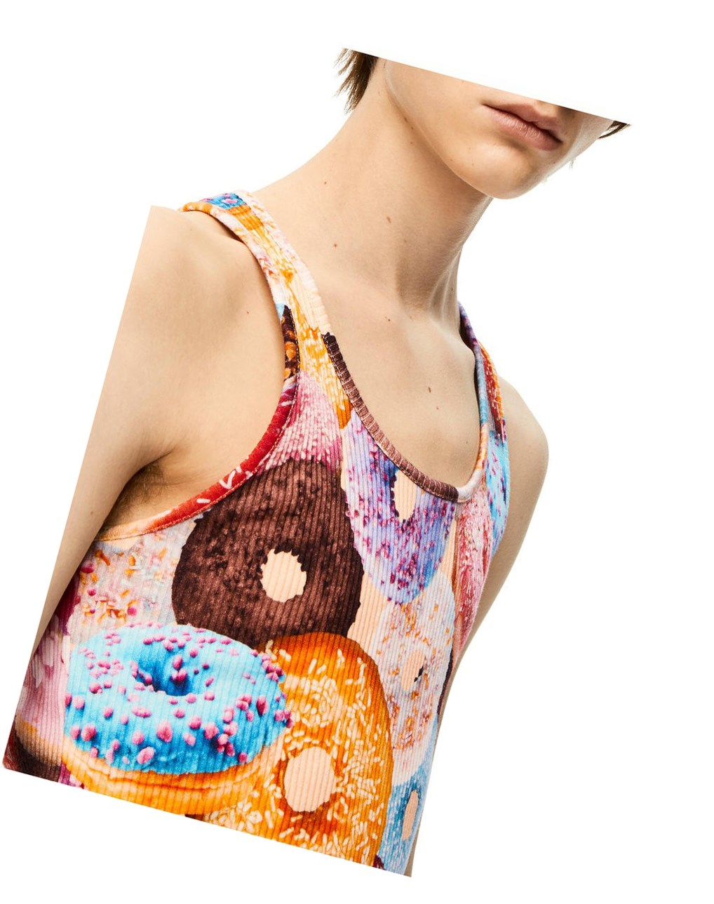 Loewe Doughnuts ribbed tank top in cotton Multicolor | OTYBG-6182