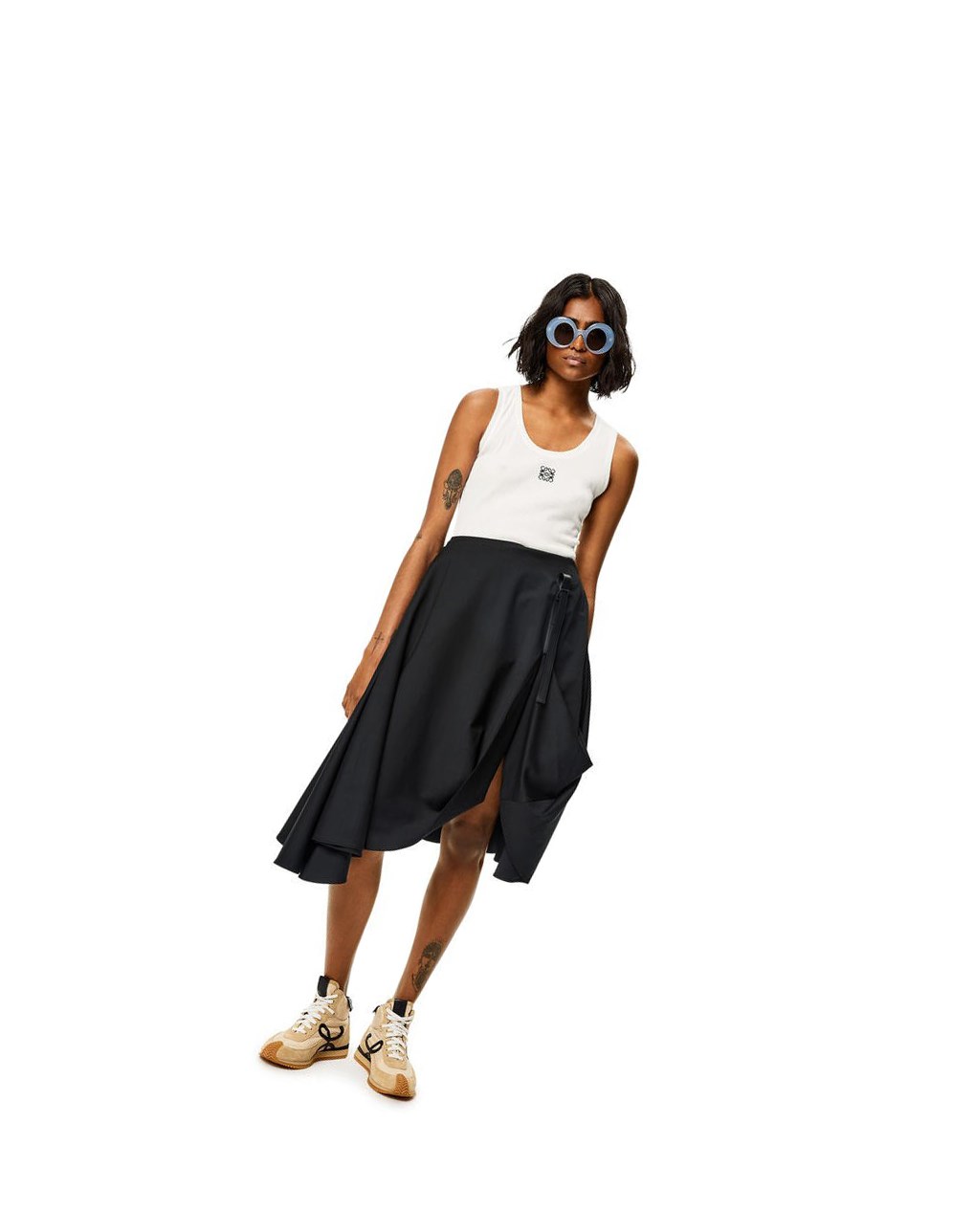 Loewe Draped midi skirt in wool Negros | CMQYV-1742