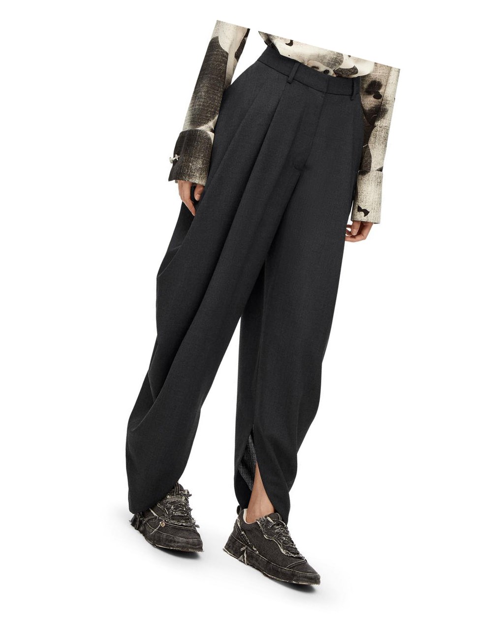 Loewe Draped trousers in wool Grises | GKREQ-3129