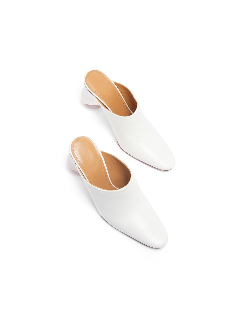 Loewe Drop heel mule in calfskin Blancos | VTEWD-3570