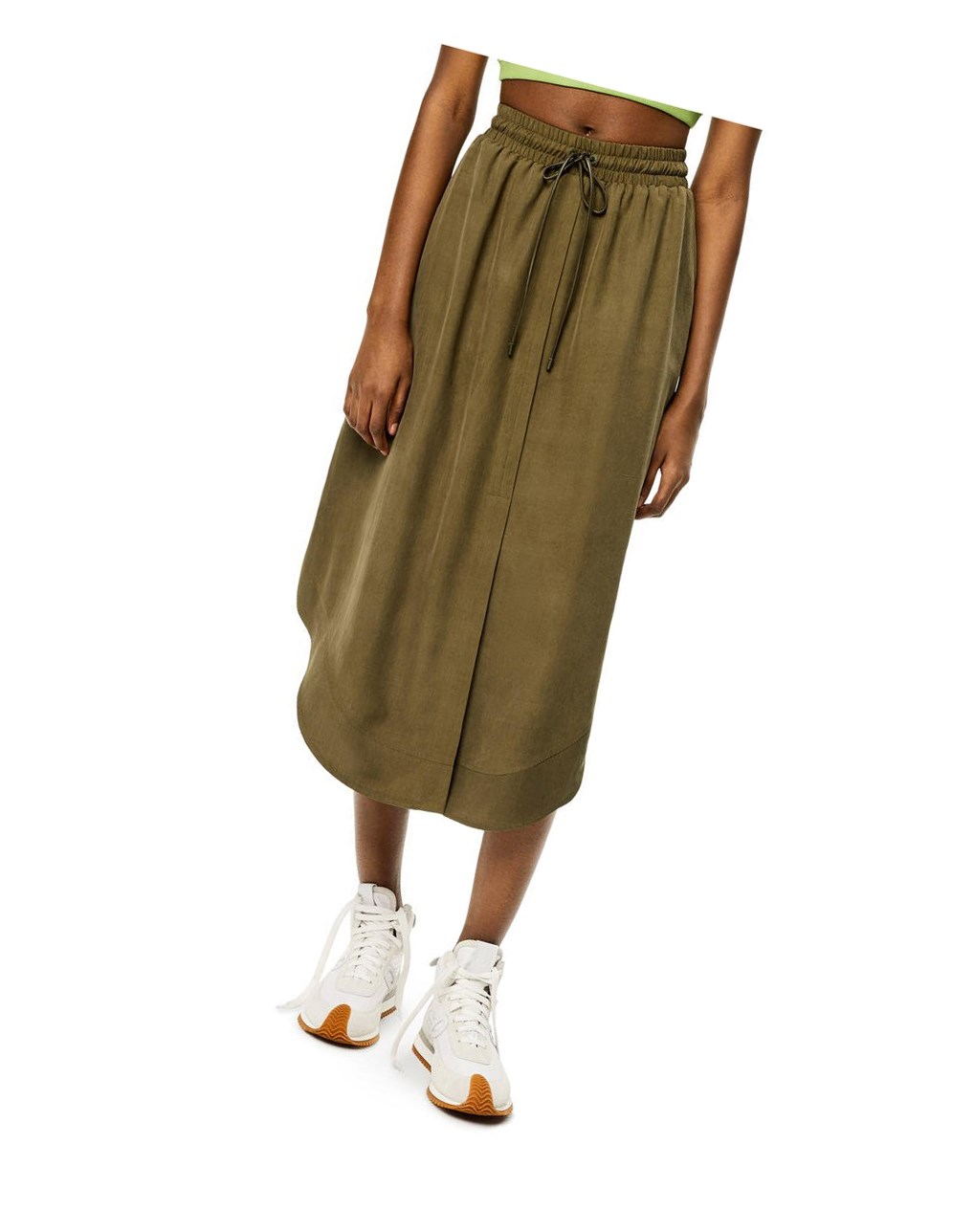 Loewe Elasticated midi skirt in silk Verdes | OQAXH-9821