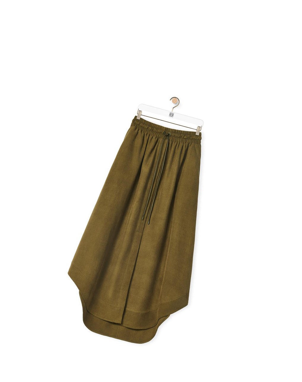 Loewe Elasticated midi skirt in silk Verdes | OQAXH-9821