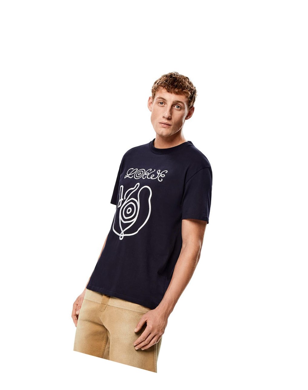 Loewe Embroidered T-shirt in organic cotton Azules | OTJNZ-2460