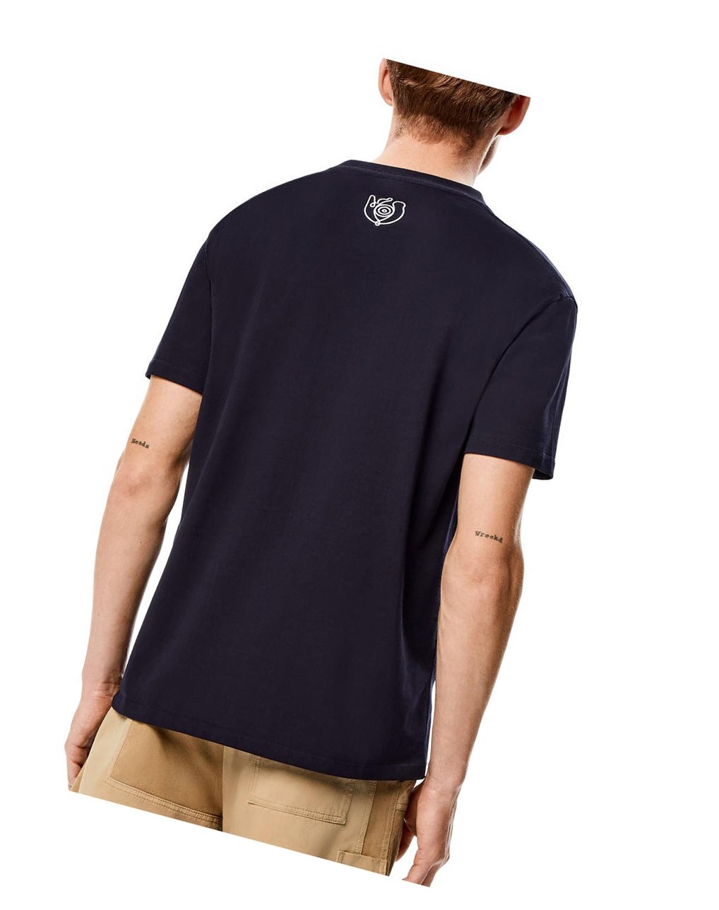 Loewe Embroidered T-shirt in organic cotton Azules | OTJNZ-2460