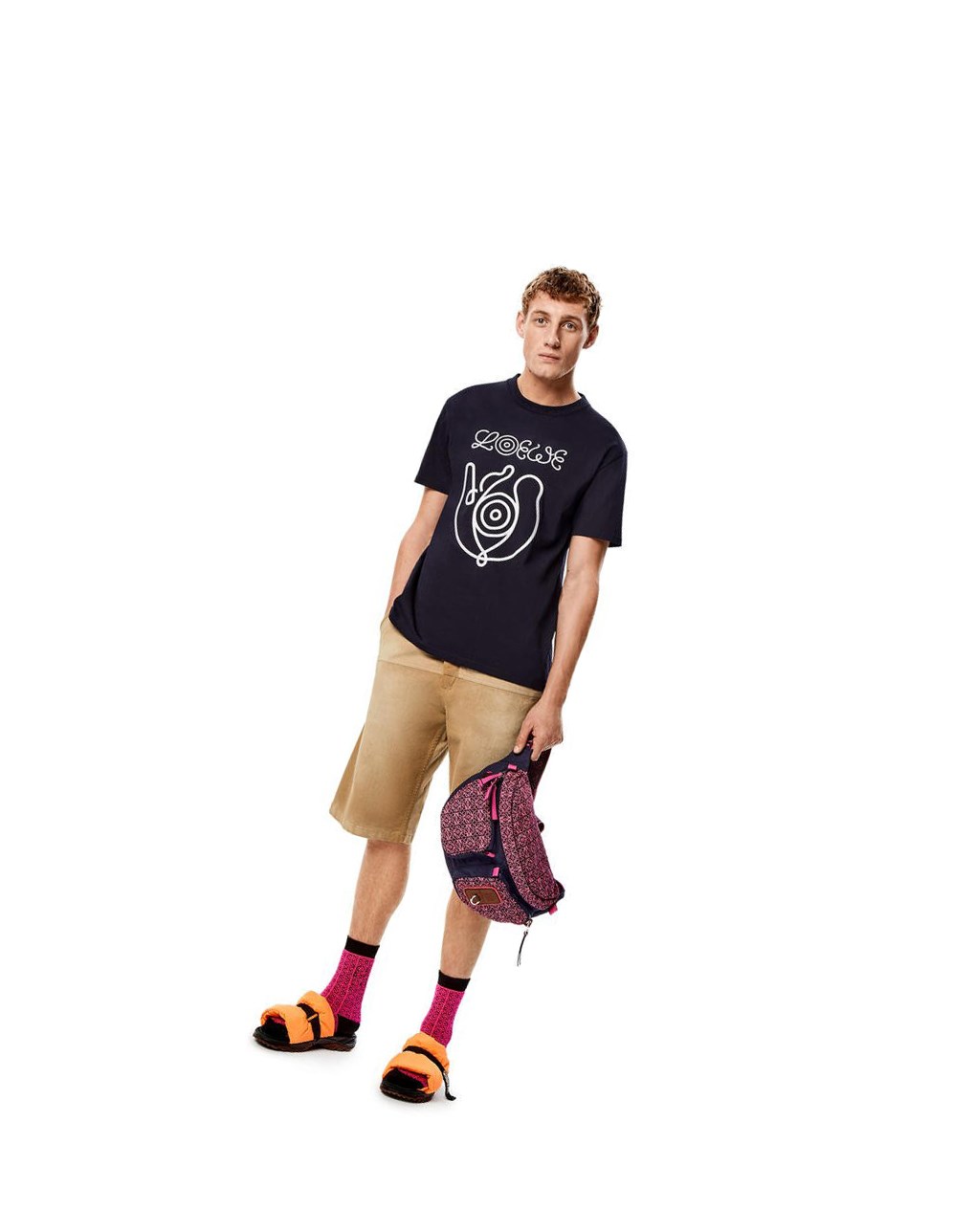 Loewe Embroidered T-shirt in organic cotton Azules | OTJNZ-2460