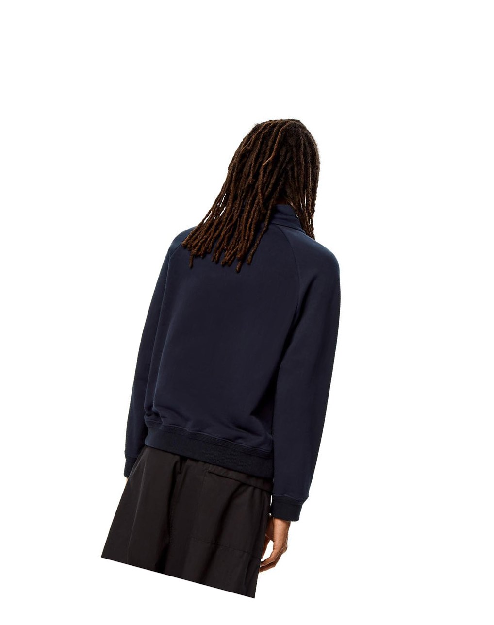 Loewe Embroidered zipped pullover in cotton Azules | TNMSZ-7031