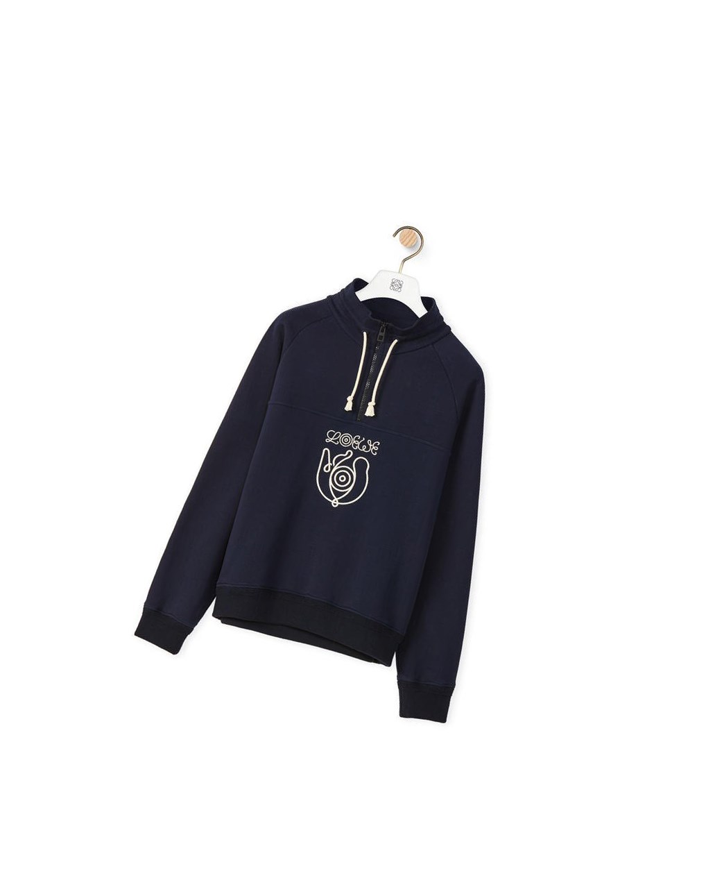 Loewe Embroidered zipped pullover in cotton Azules | TNMSZ-7031