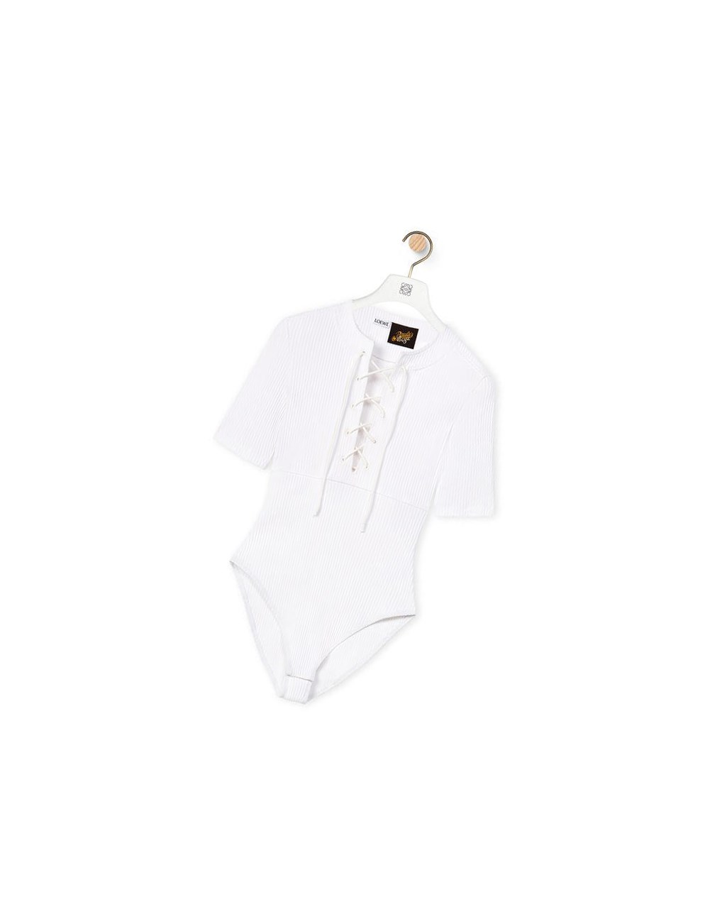 Loewe Encaje-up bodysuit in cotton Blancos | KZXEH-7468