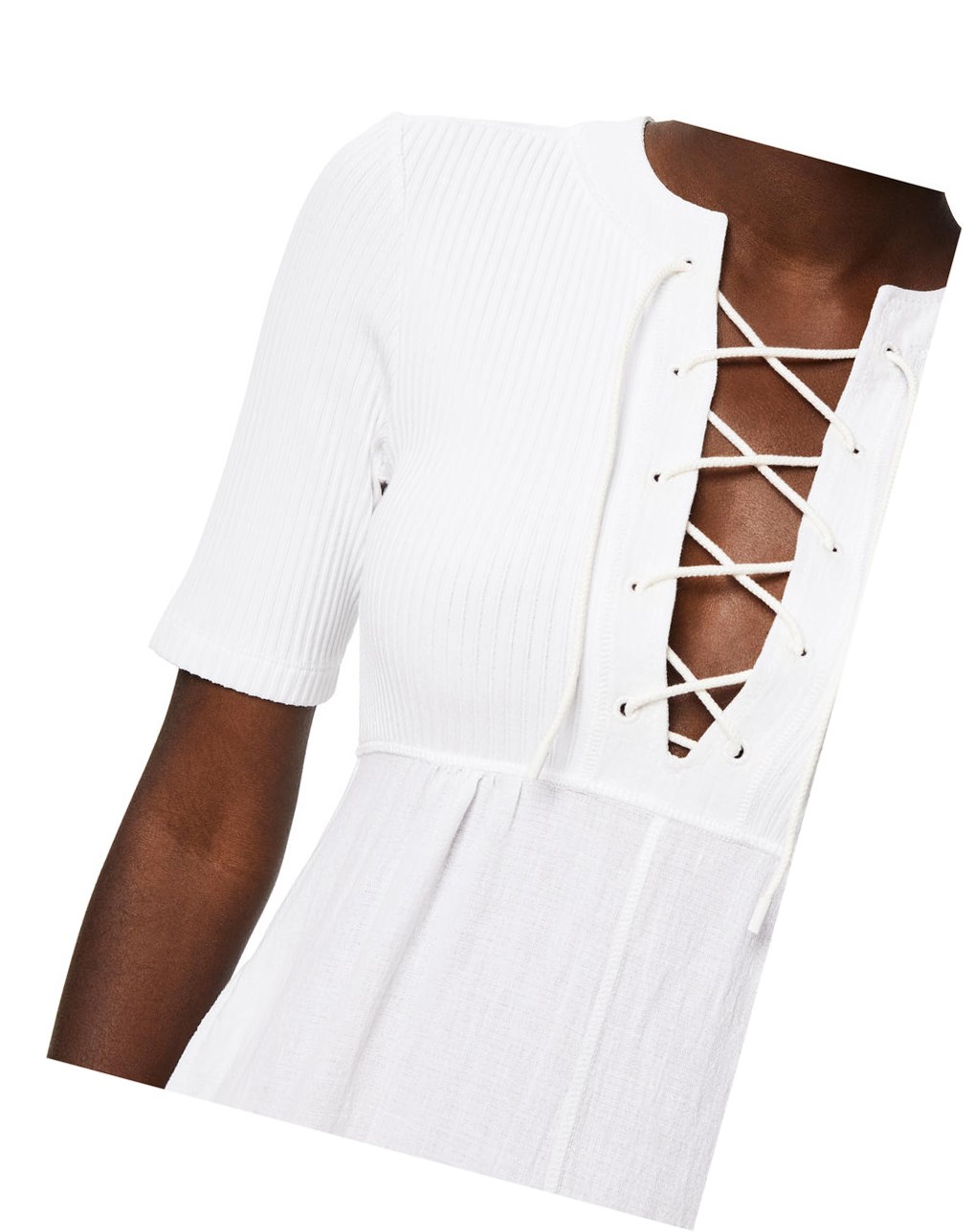 Loewe Encaje up dress in linen and cotton Blancos | YXFGO-3214
