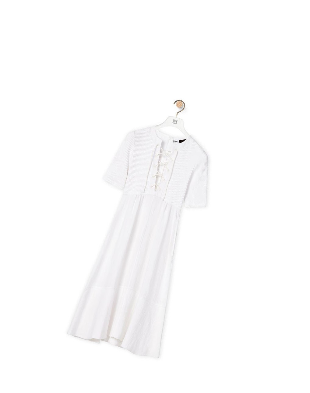 Loewe Encaje up dress in linen and cotton Blancos | YXFGO-3214