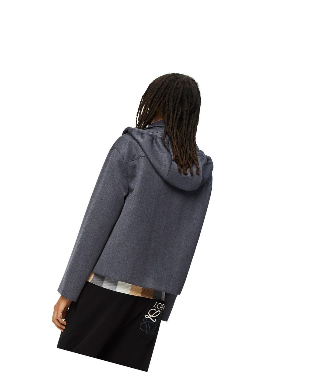 Loewe Encapuchado Anagram zip parka in wool Charcoal | IZEMW-5108