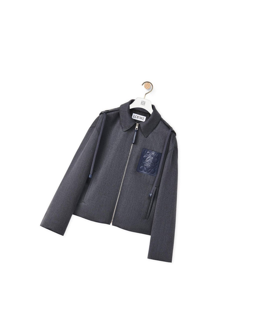 Loewe Encapuchado Anagram zip parka in wool Charcoal | IZEMW-5108