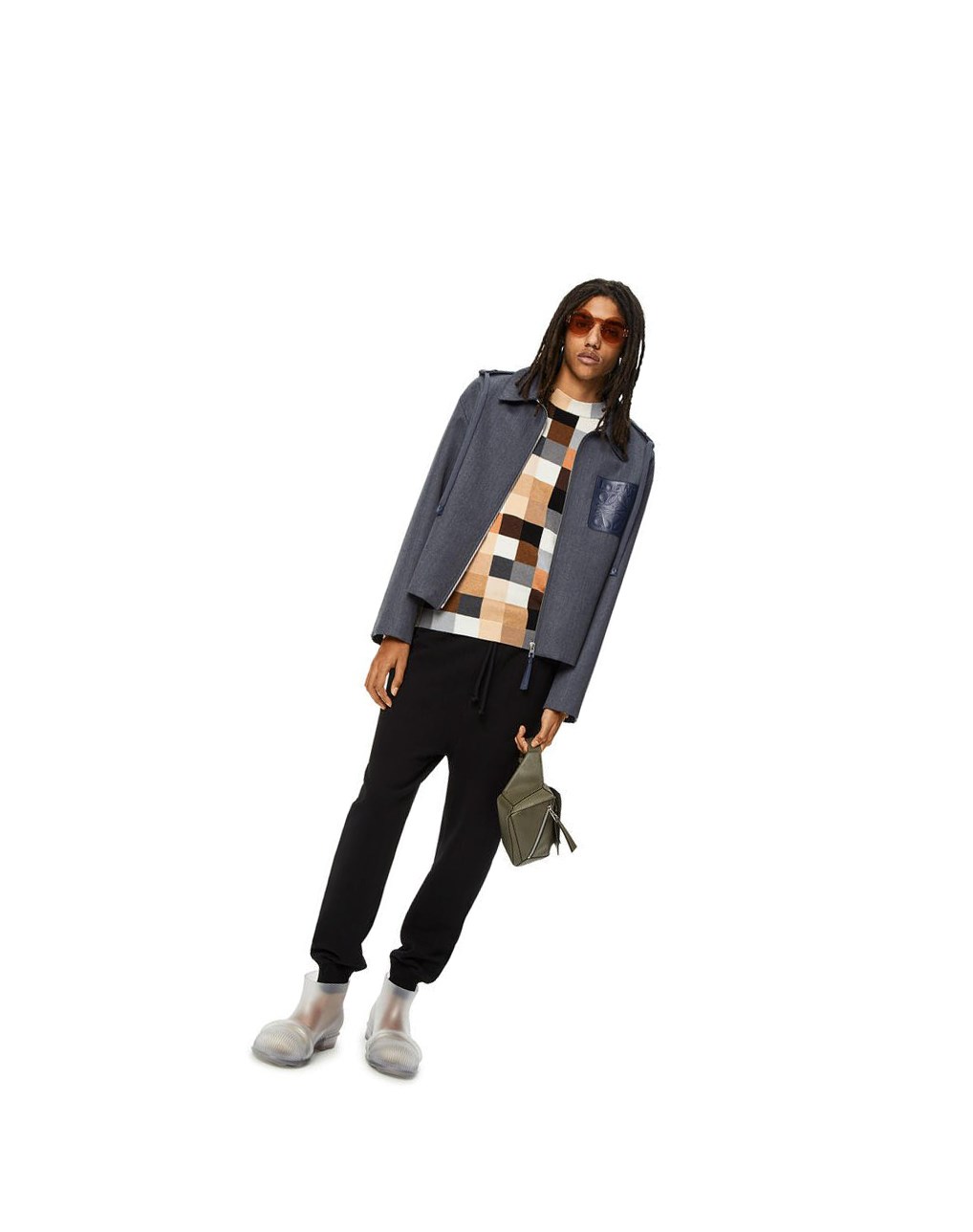 Loewe Encapuchado Anagram zip parka in wool Charcoal | IZEMW-5108
