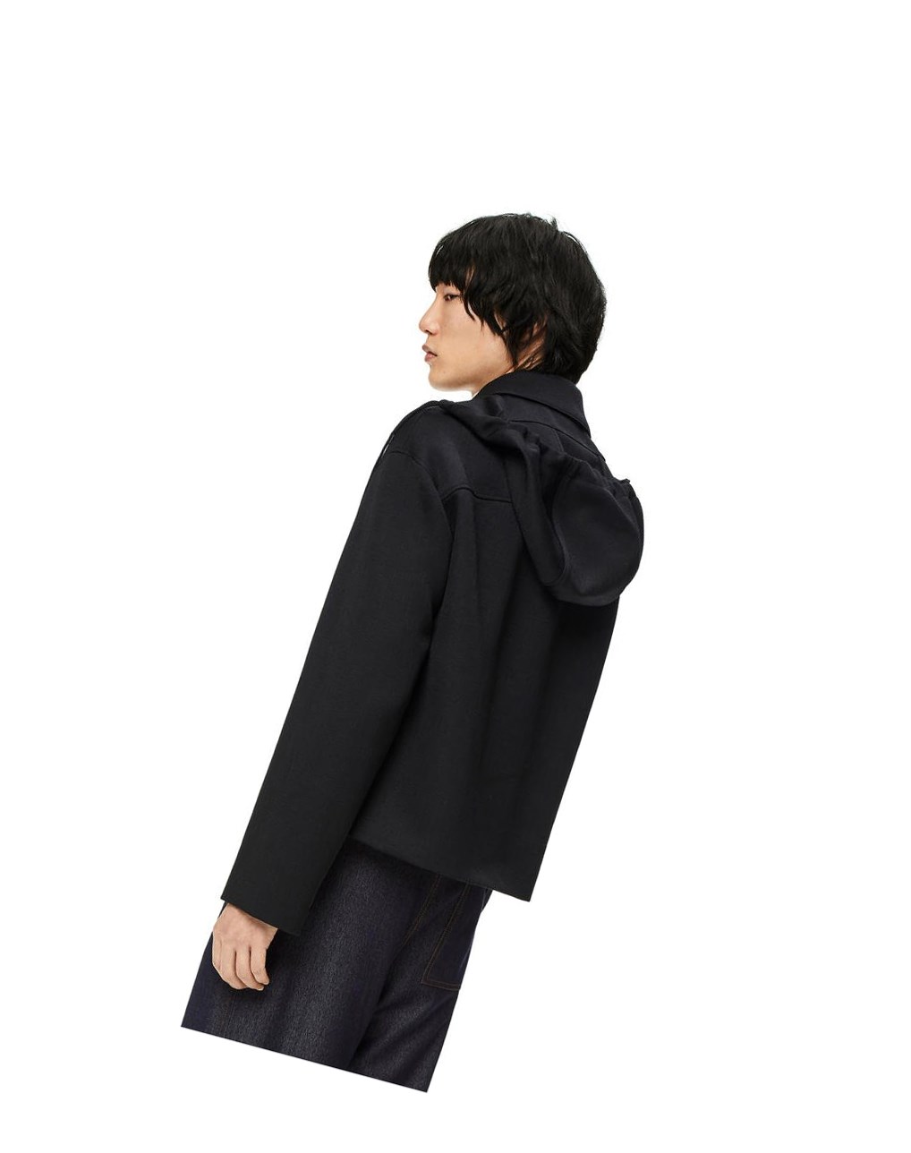 Loewe Encapuchado Anagram zip parka in wool Negros | SEVGZ-9326