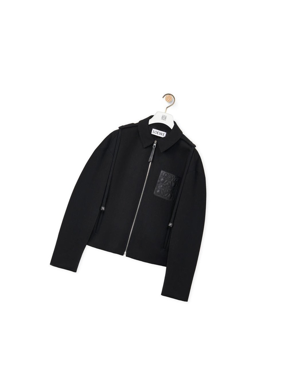 Loewe Encapuchado Anagram zip parka in wool Negros | SEVGZ-9326