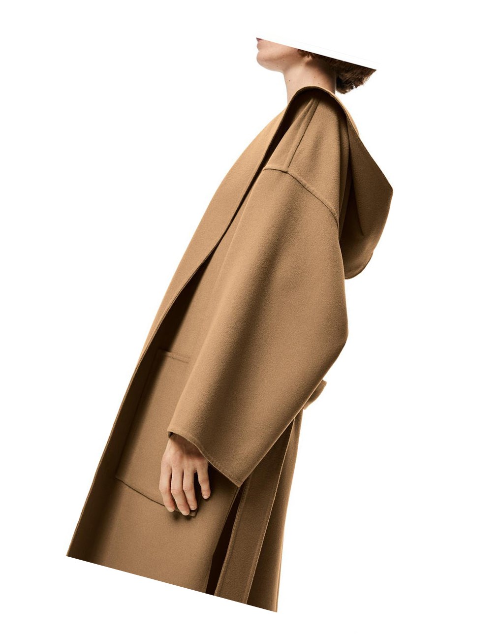 Loewe Encapuchado belted coat in wool and cashmere Camel | EHCSD-7640
