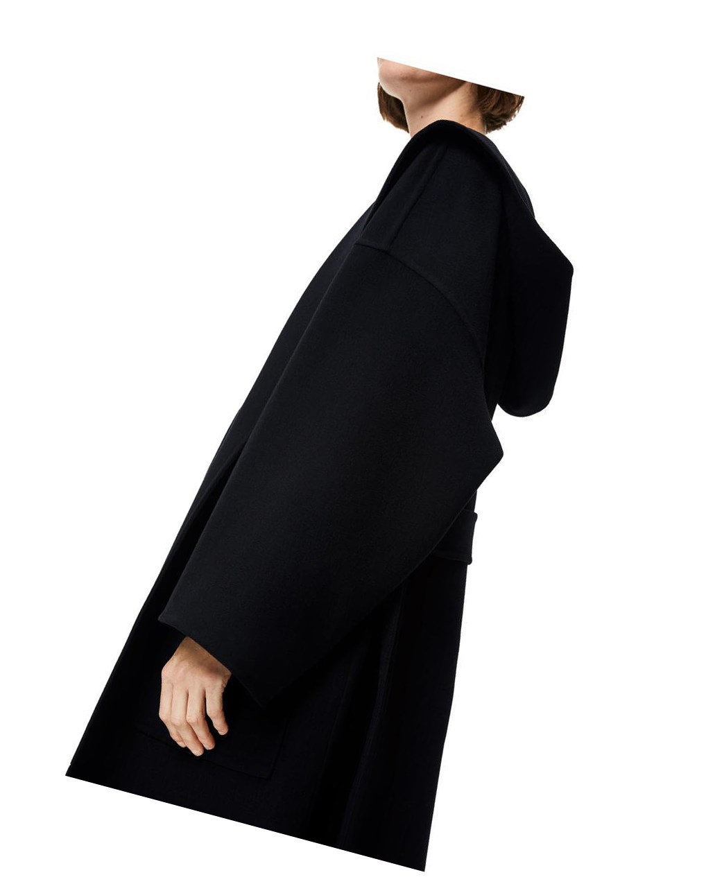 Loewe Encapuchado belted coat in wool and cashmere Negros | HLMQG-8043
