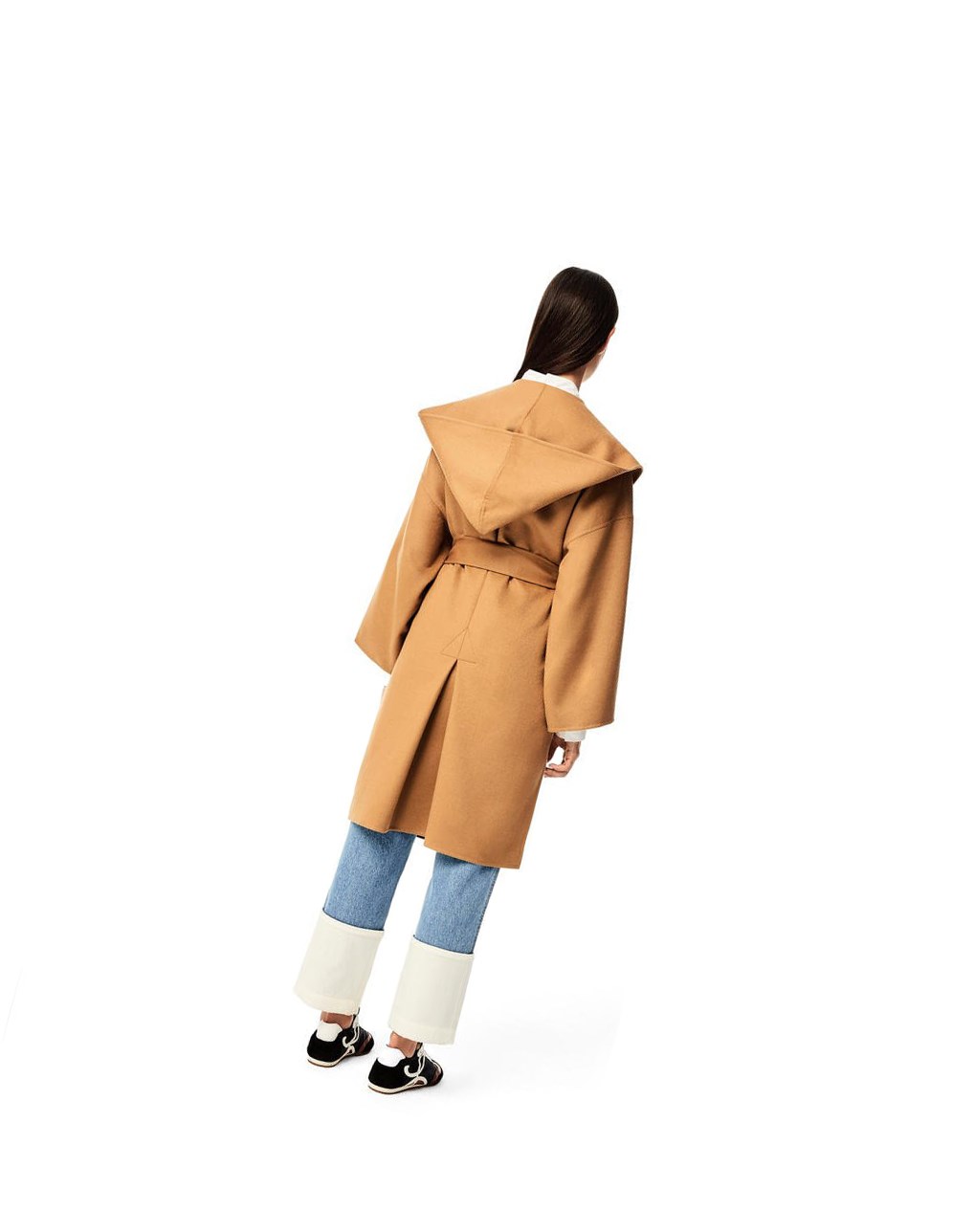 Loewe Encapuchado coat in wool and cashemere Camel | LRABM-1563