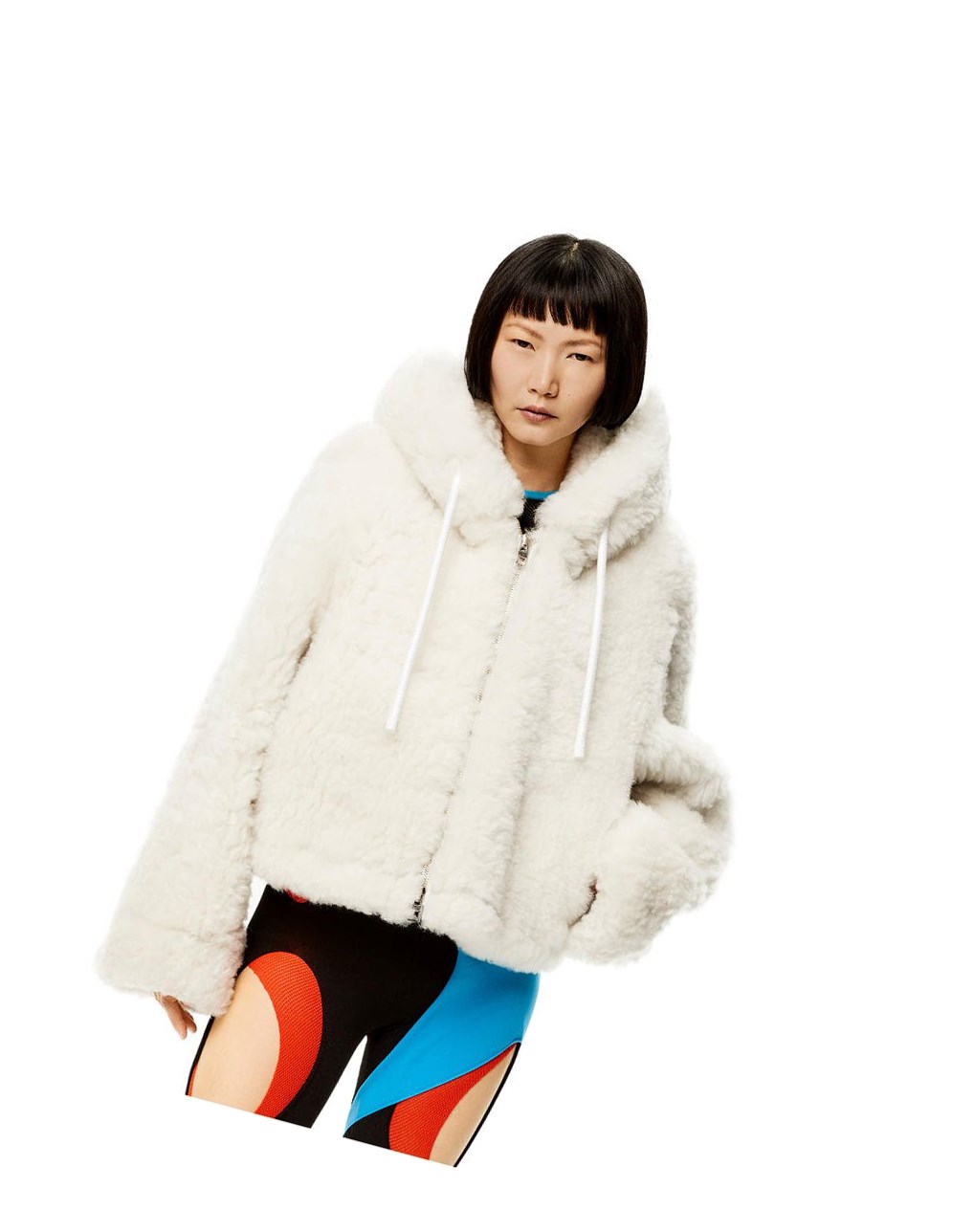 Loewe Encapuchado jacket in shearling Blancos | HPOIM-8752