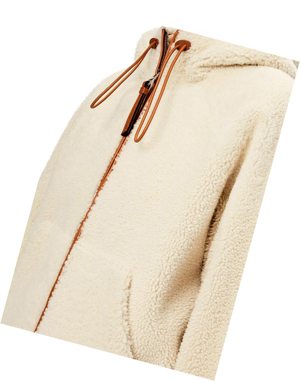 Loewe Encapuchado zip jacket in shearling Blancos | FREOT-4216