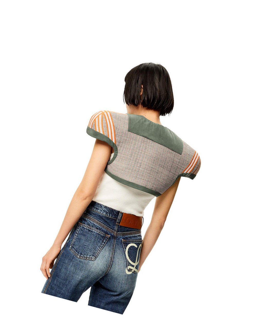 Loewe Epaulette top in cotton, wool and silk Kaki Verdes | IYNMX-0547