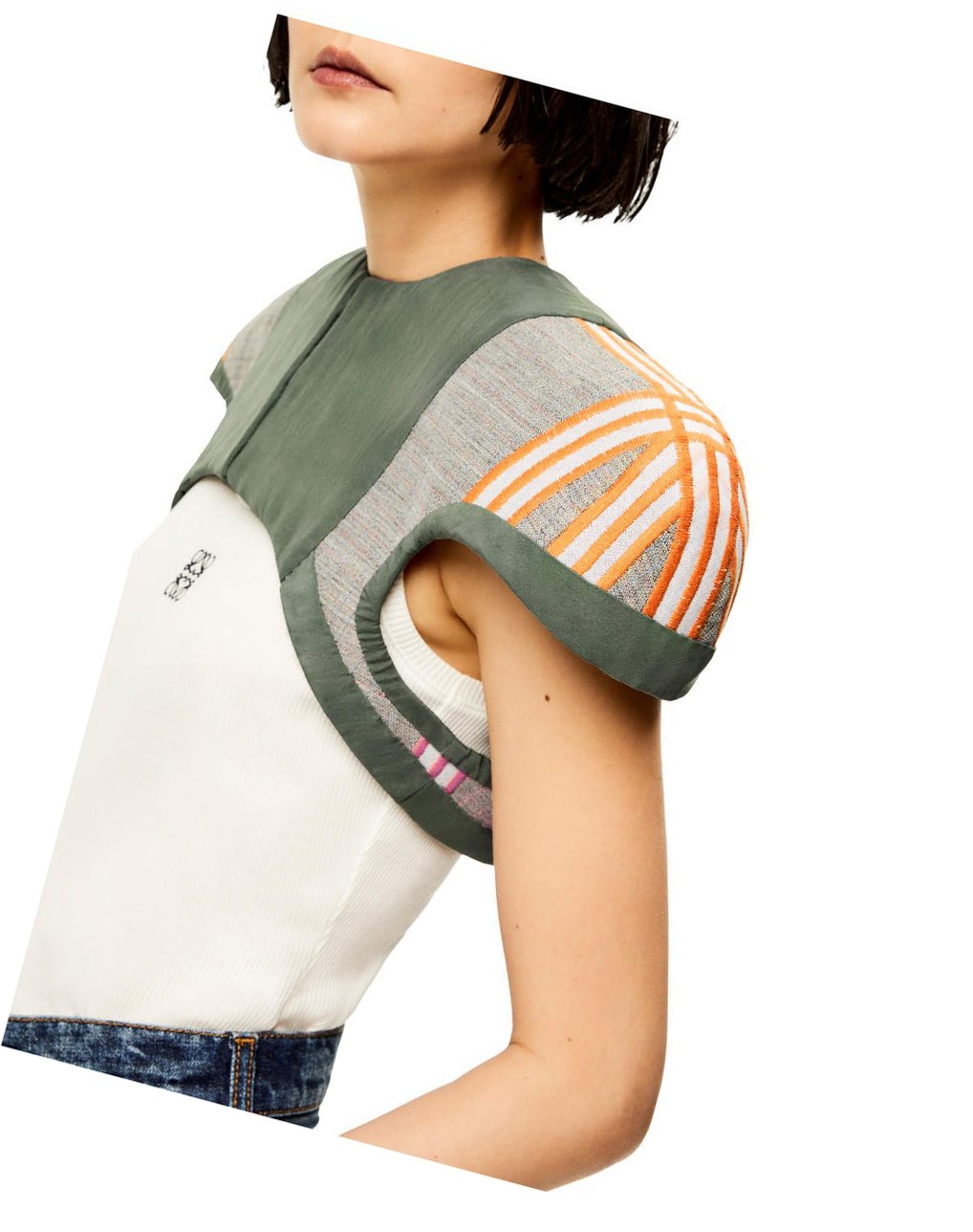 Loewe Epaulette top in cotton, wool and silk Kaki Verdes | IYNMX-0547