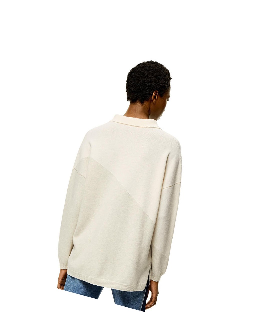 Loewe Estampados polo collar sweater in wool Blancos Grises | IZMOS-8024