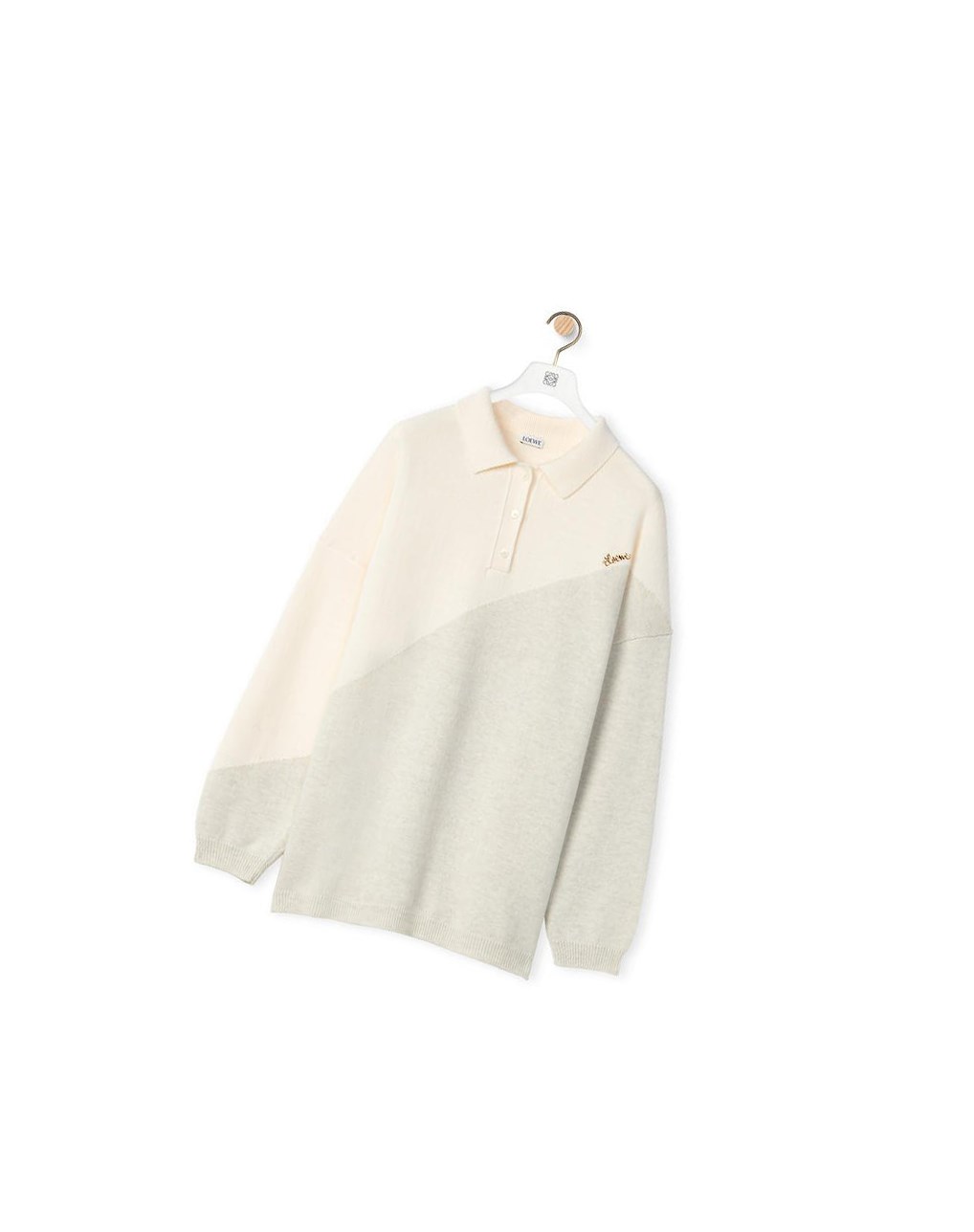 Loewe Estampados polo collar sweater in wool Blancos Grises | IZMOS-8024