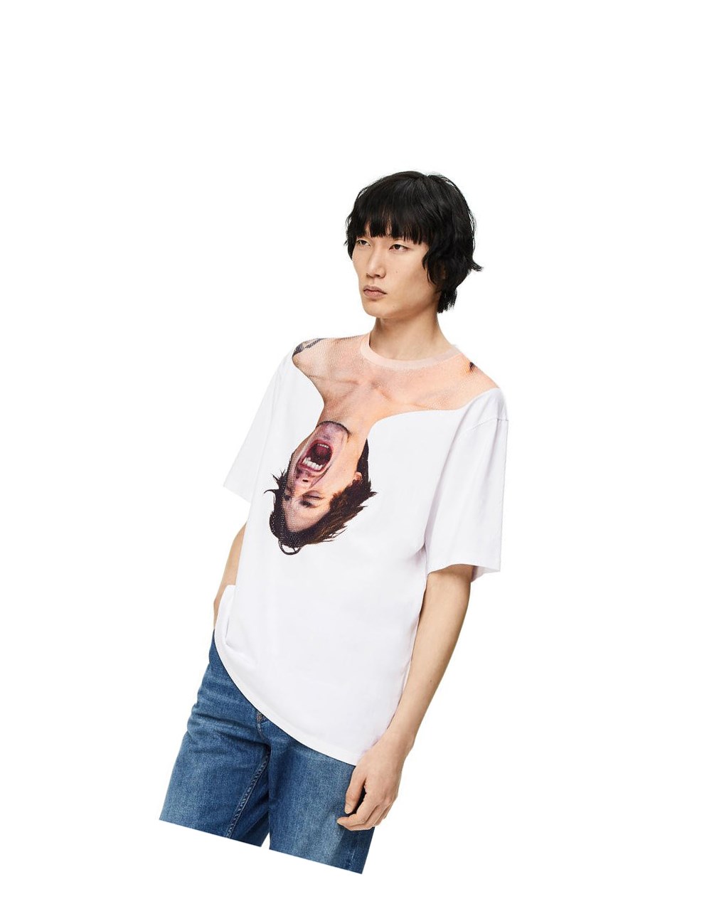 Loewe Face print crystal T-shirt in cotton Blancos | IQBTK-0248