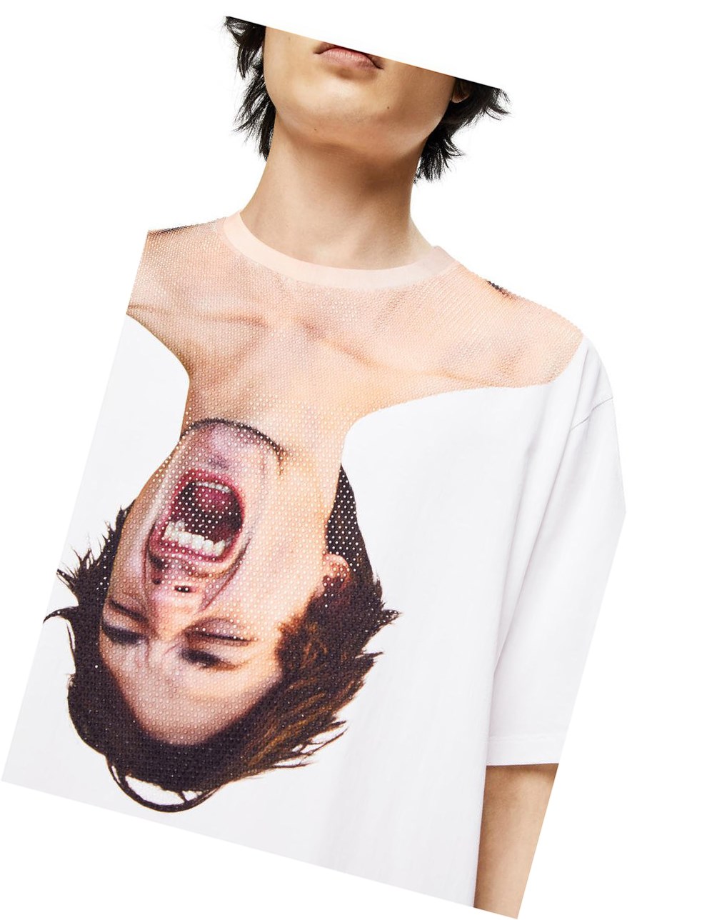 Loewe Face print crystal T-shirt in cotton Blancos | IQBTK-0248