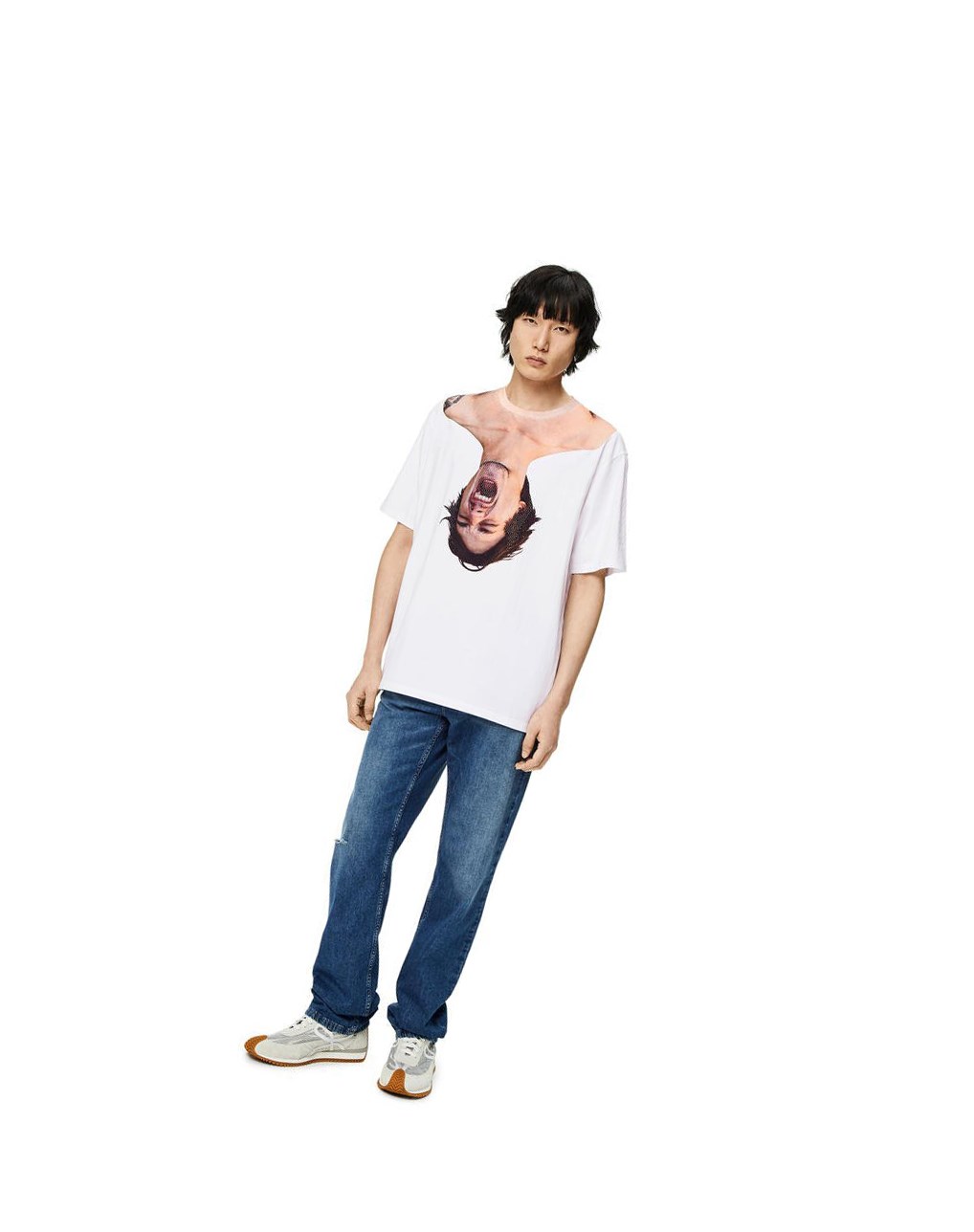 Loewe Face print crystal T-shirt in cotton Blancos | IQBTK-0248
