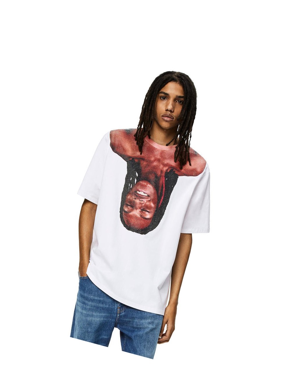 Loewe Face print crystal T-shirt in cotton Blancos | WISFK-0152