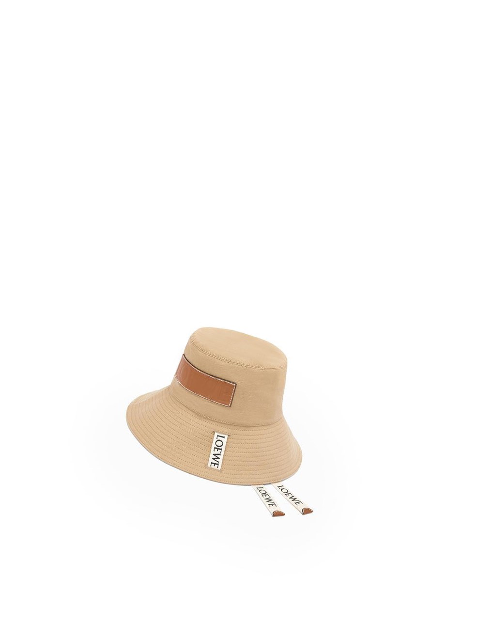Loewe Fisherman hat in canvas and calfskin Sand | TENXI-2837