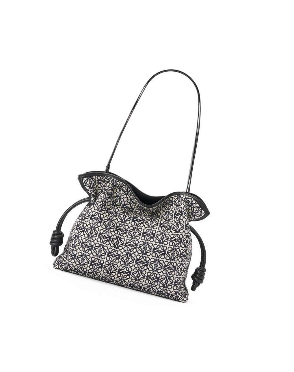 Loewe Flamenco clutch in Anagram jacquard and calfskin Azul Marino Negros | CJEBK-1936