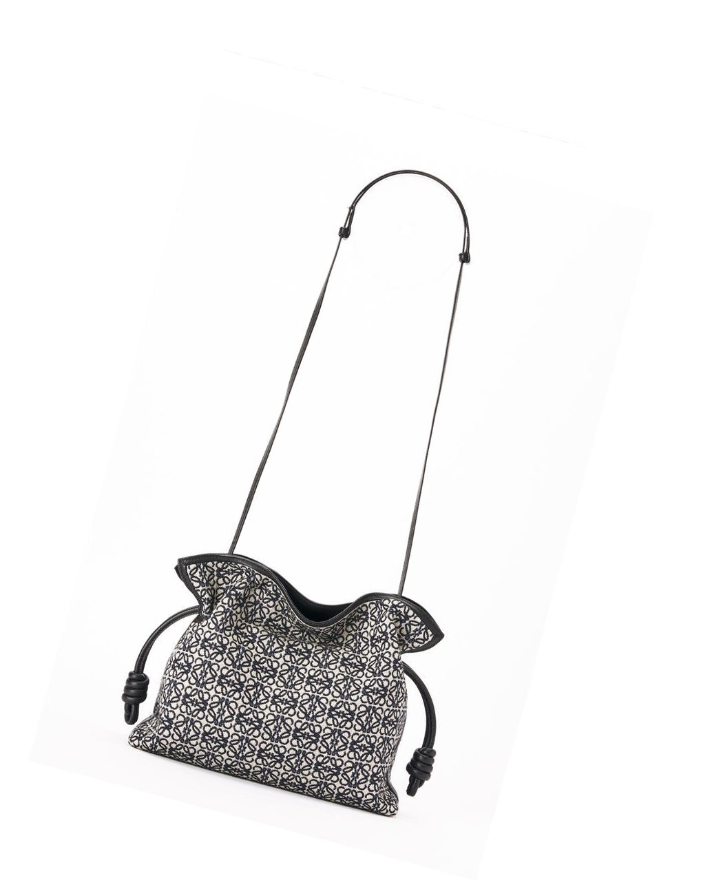 Loewe Flamenco clutch in Anagram jacquard and calfskin Azul Marino Negros | CJEBK-1936