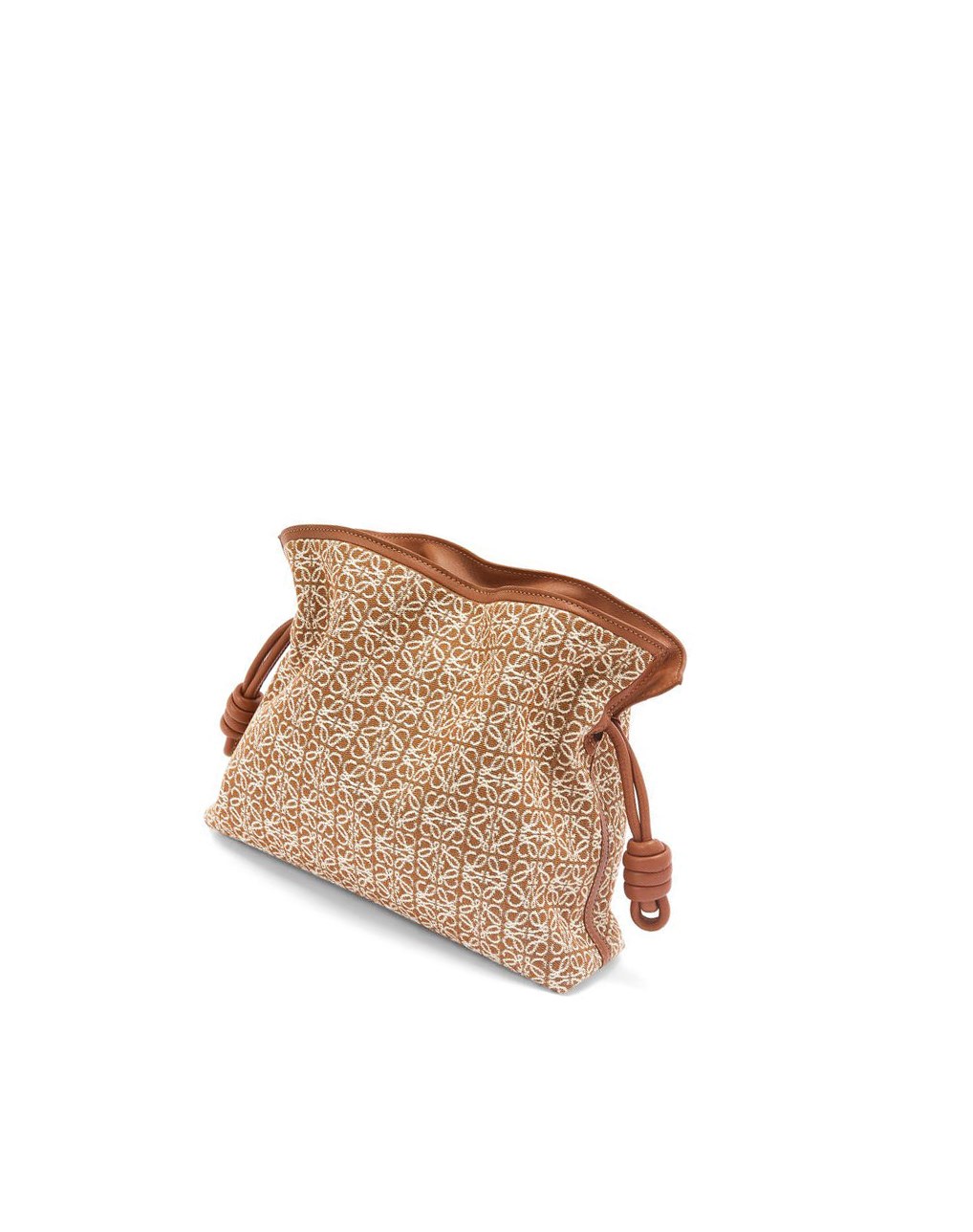 Loewe Flamenco clutch in Anagram jacquard and calfskin Tan / Pecan | ILJKC-9017