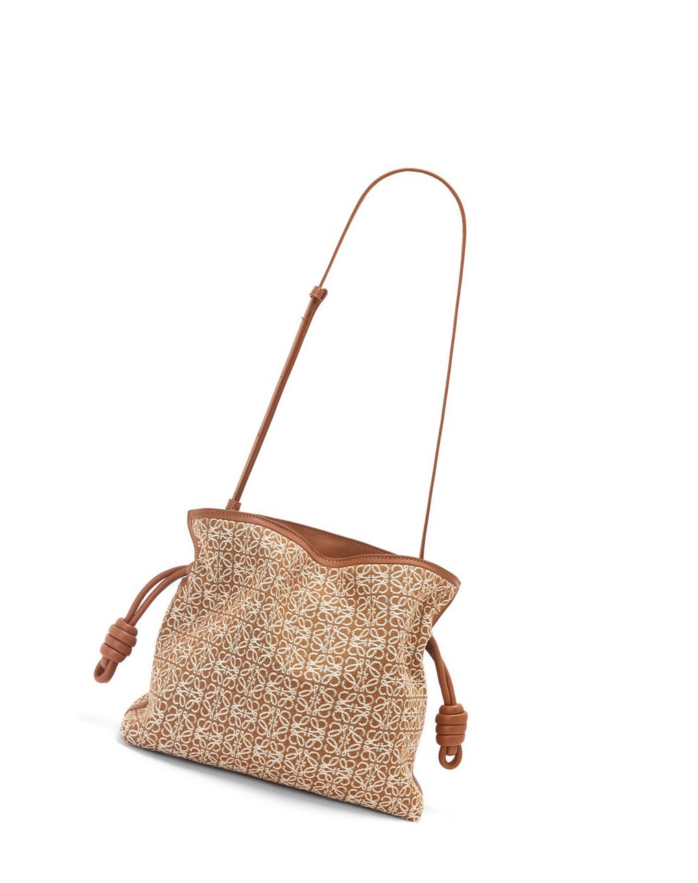 Loewe Flamenco clutch in Anagram jacquard and calfskin Tan / Pecan | ILJKC-9017