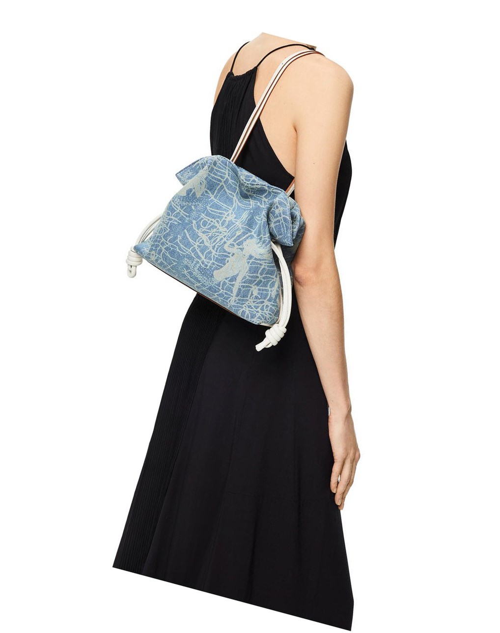 Loewe Flamenco clutch in denim and classic calfskin Azules Blancos | NBAQF-1238