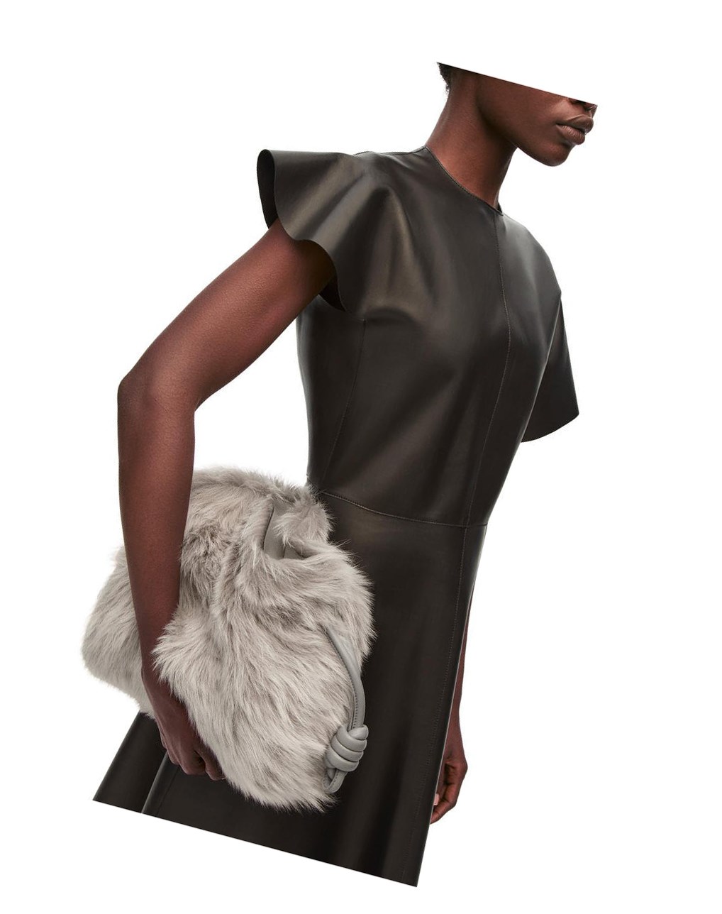 Loewe Flamenco clutch in shearling Grises | OEVDT-8173