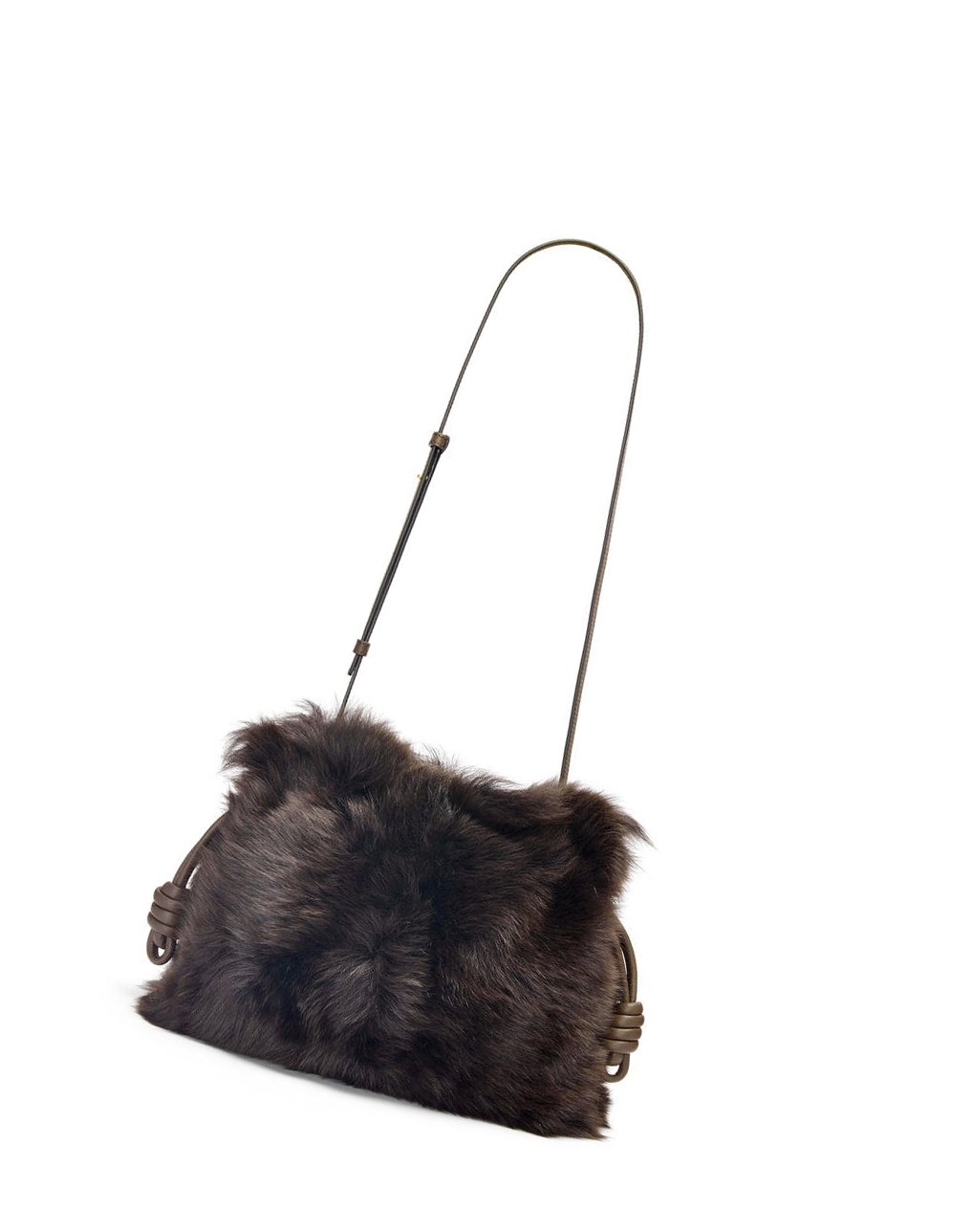 Loewe Flamenco clutch in shearling Marrom Oscuro | EHYRA-4639
