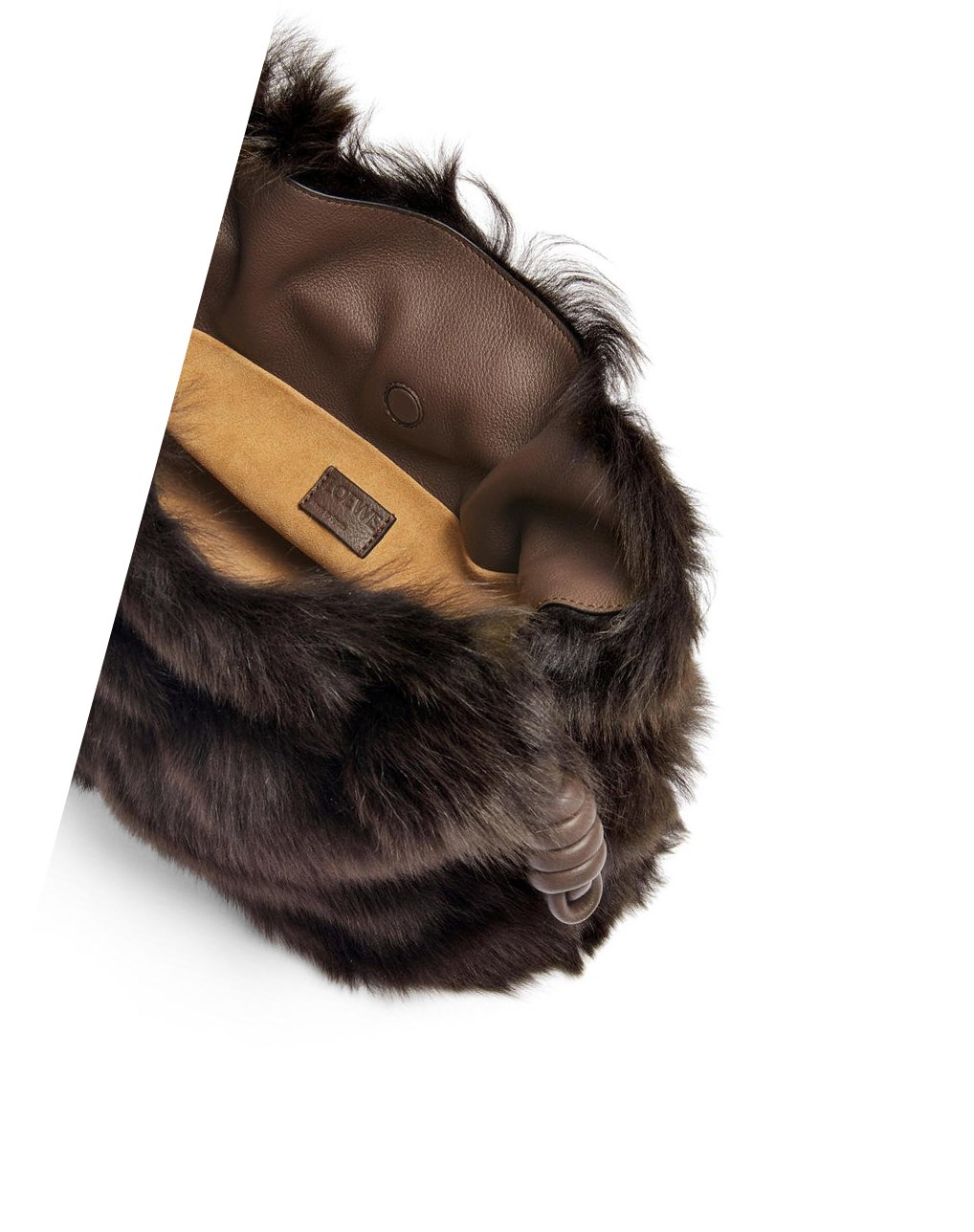 Loewe Flamenco clutch in shearling Marrom Oscuro | EHYRA-4639