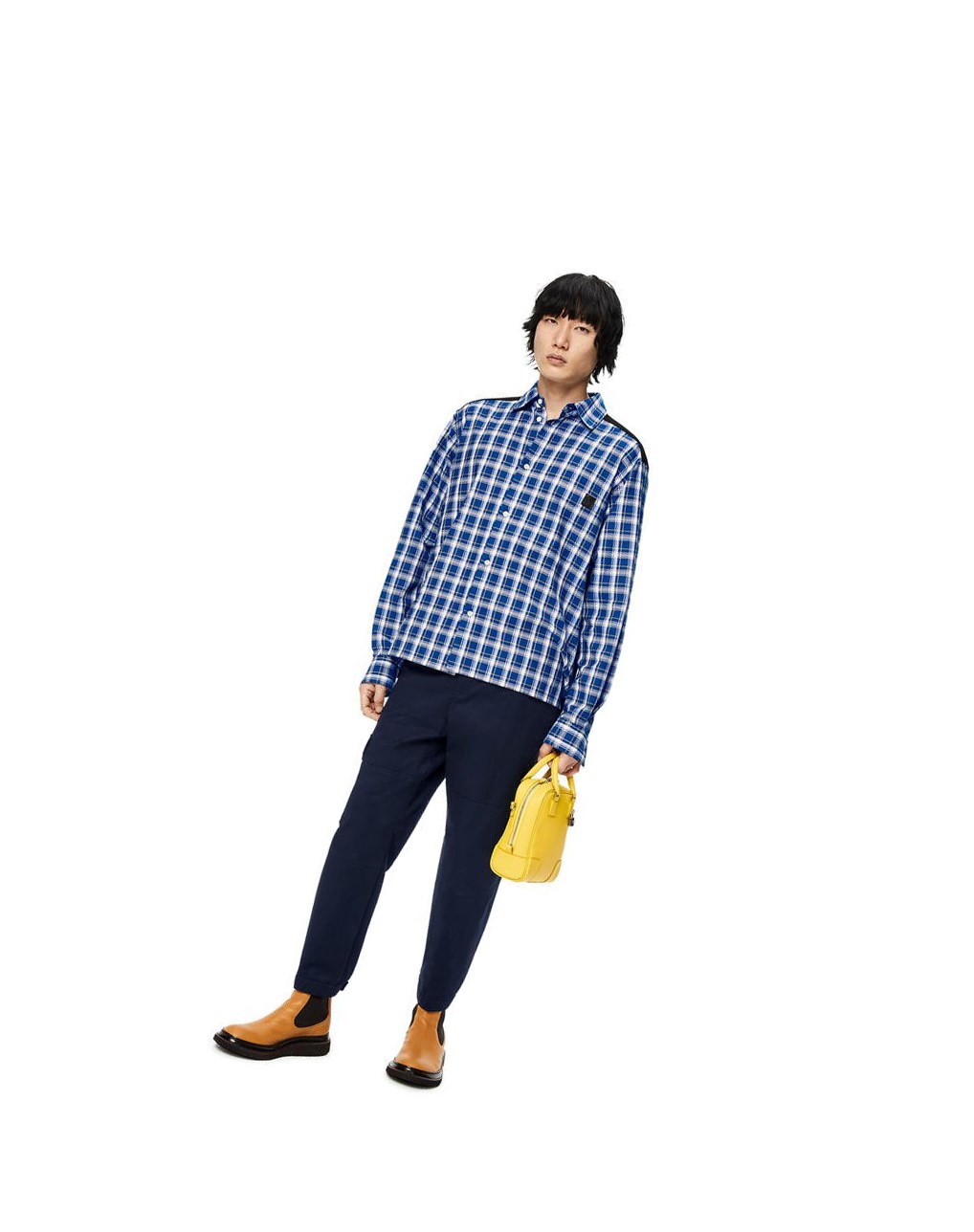 Loewe Fleece back check shirt in cotton Negros Azules | XKSLD-0561