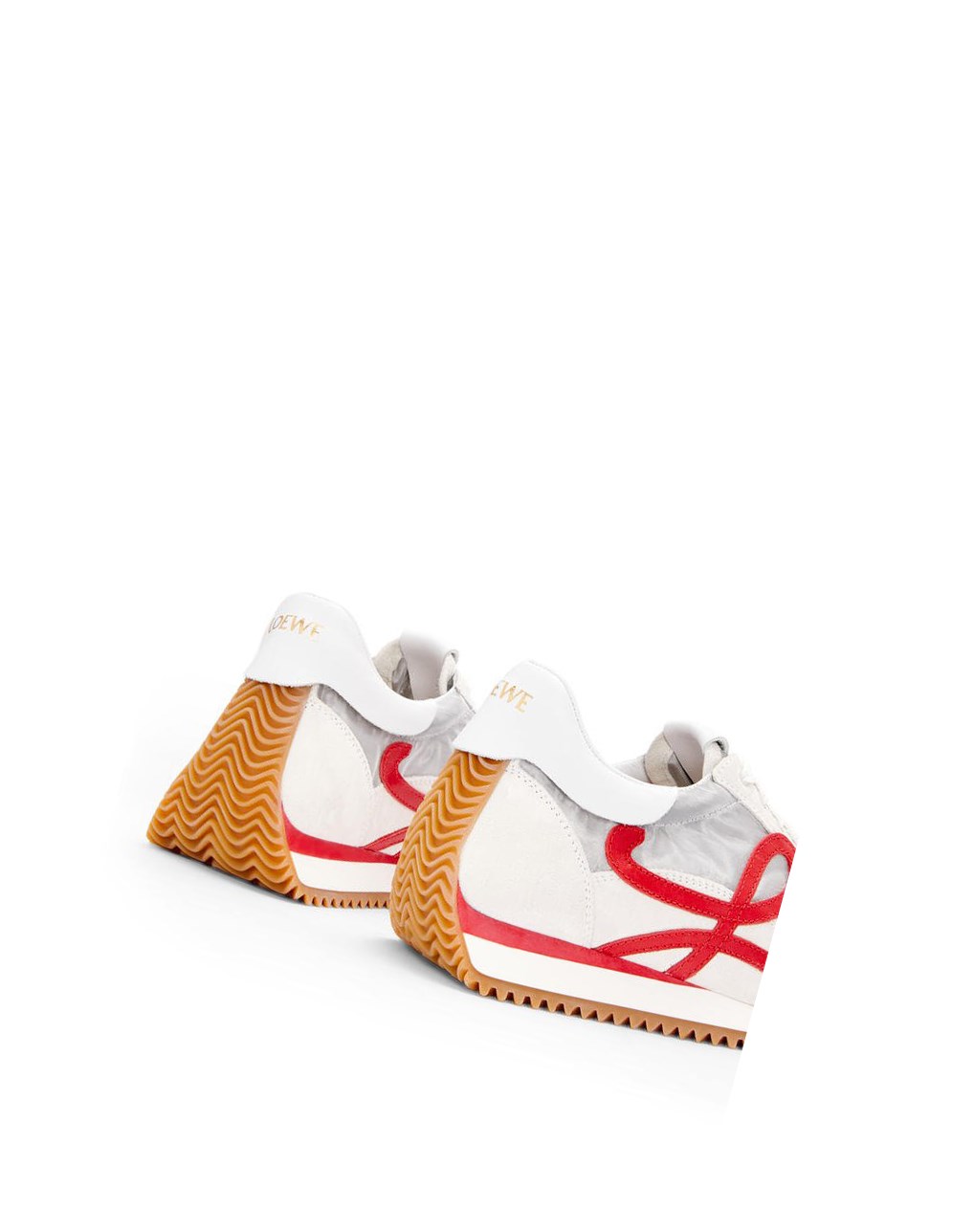 Loewe Flow runner in technical mesh and suede Plateados Blancos Rojos | DYQPV-1350