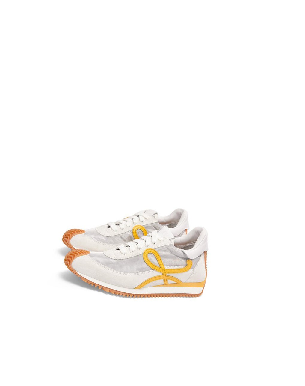 Loewe Flow runner in technical mesh and suede Plateados Blancos Amarillos | HWVJK-7693