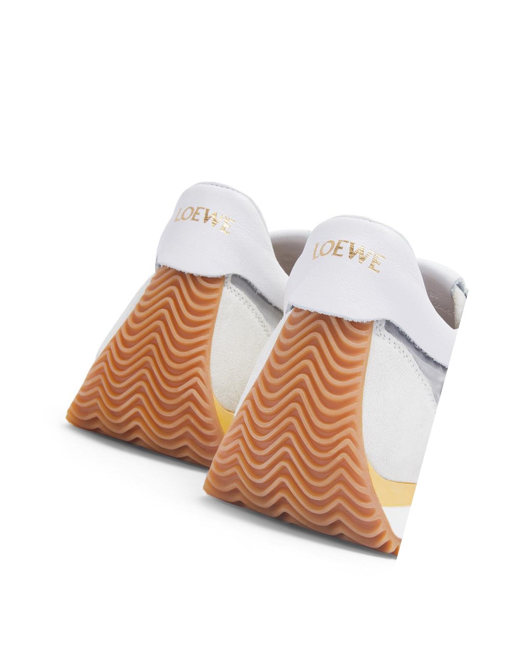 Loewe Flow runner in technical mesh and suede Plateados Blancos Amarillos | HWVJK-7693