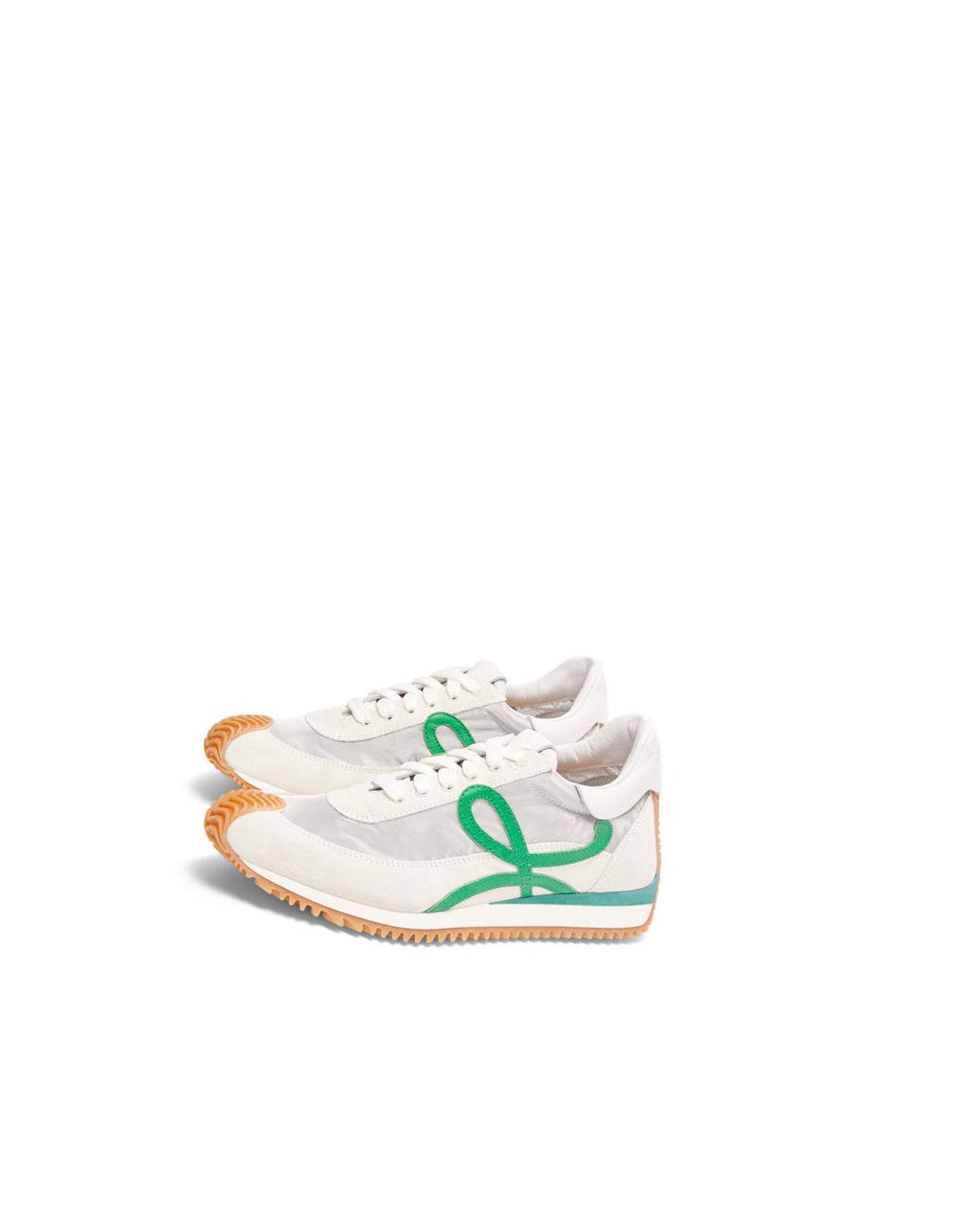 Loewe Flow runner in technical mesh and suede Plateados Blancos Verdes | KBRMS-3189