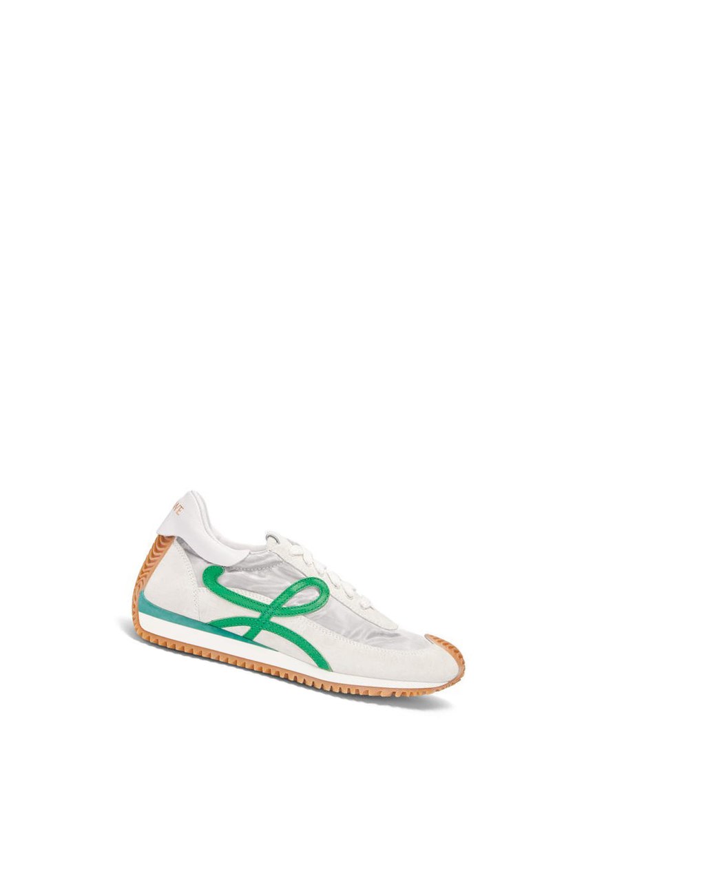 Loewe Flow runner in technical mesh and suede Plateados Blancos Verdes | KBRMS-3189